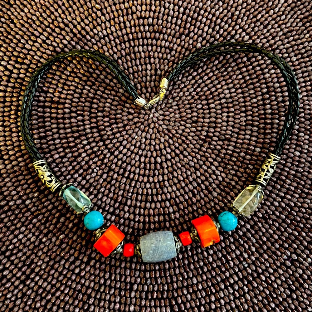 Wood statement necklace